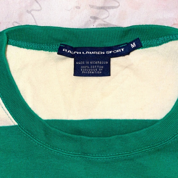 Ralph Lauren Green and Cream Colored Stripe Long sleeve top Size M - Picture 3 of 3